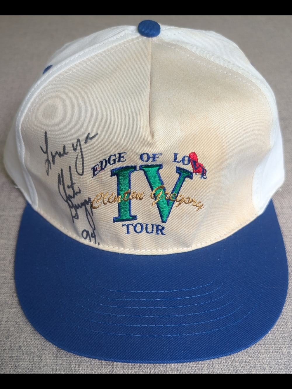 Vintage 1994 Clinton Gregory Edge Of Love Tour Autographed Snapback Hat Cap